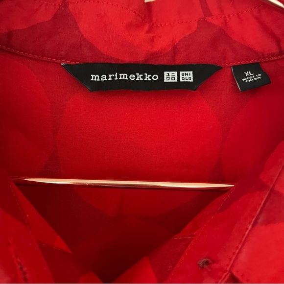 Merimekko x Uniqlo collab red art to wear long sleeve belted dress - Picture 4 of 5